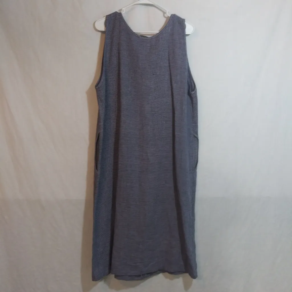Liz & Jane Natural Linen Stripe Sleeveless Button - Image 9