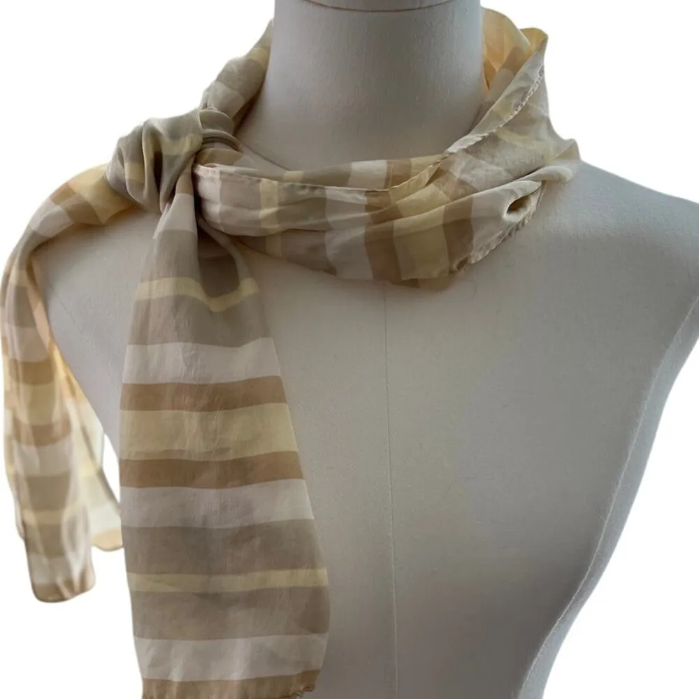 Liz Claiborne Anne Klein Women Scarves‎ Beige Tan Pink Silk Classic Old Money - Image 3