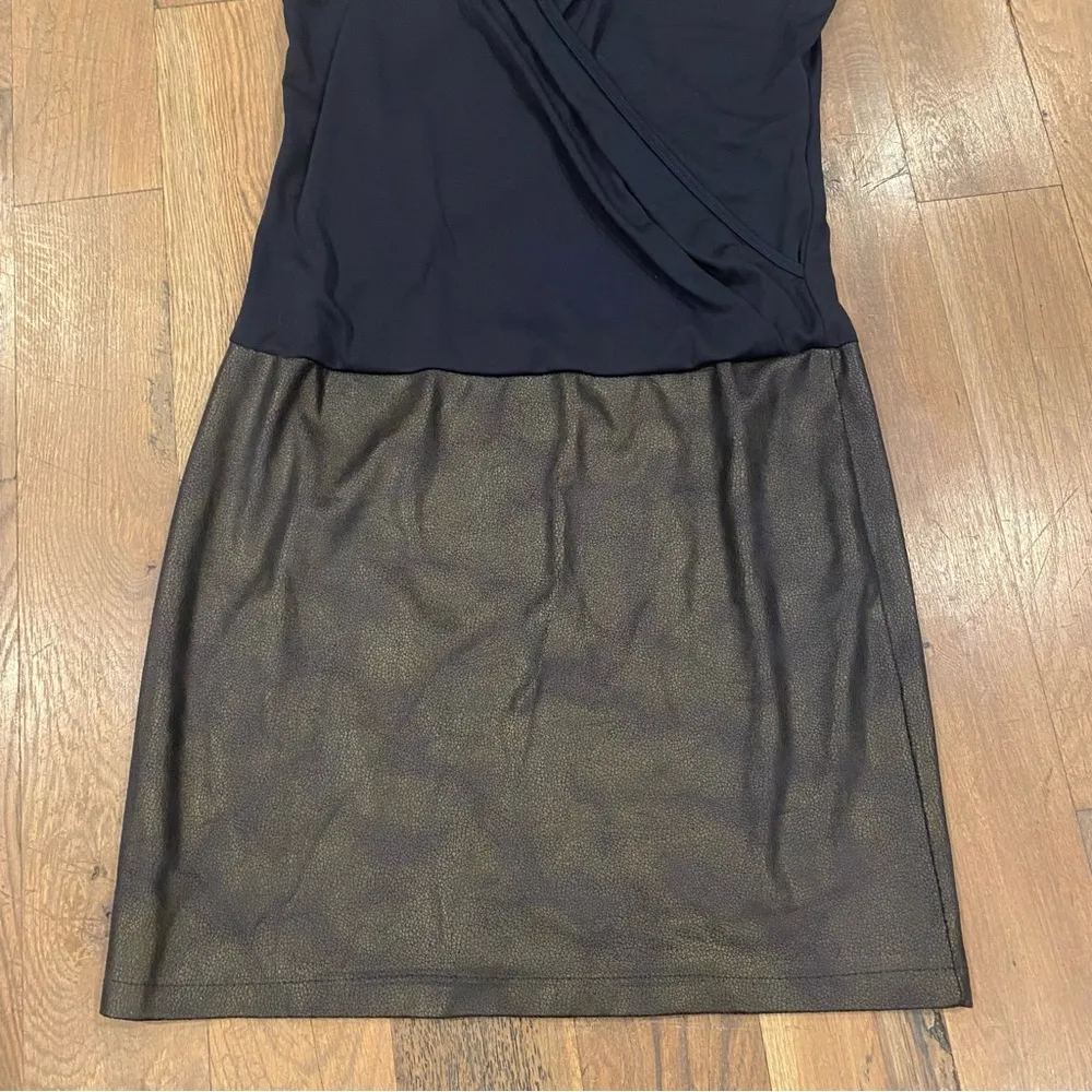 Charming Girl Womans Navy Blue Faux Leather Dress Size Large - Image 13