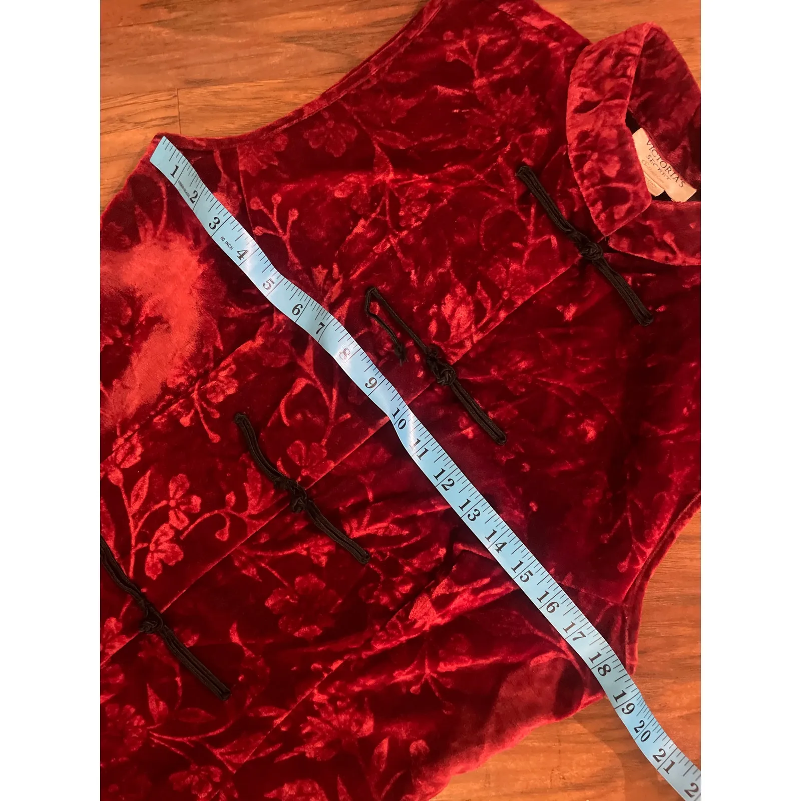 Vintage 90's VICTORIA'S SECRET Collection Velvet Burnout Cheongsam Dress GOTH L - Image 10