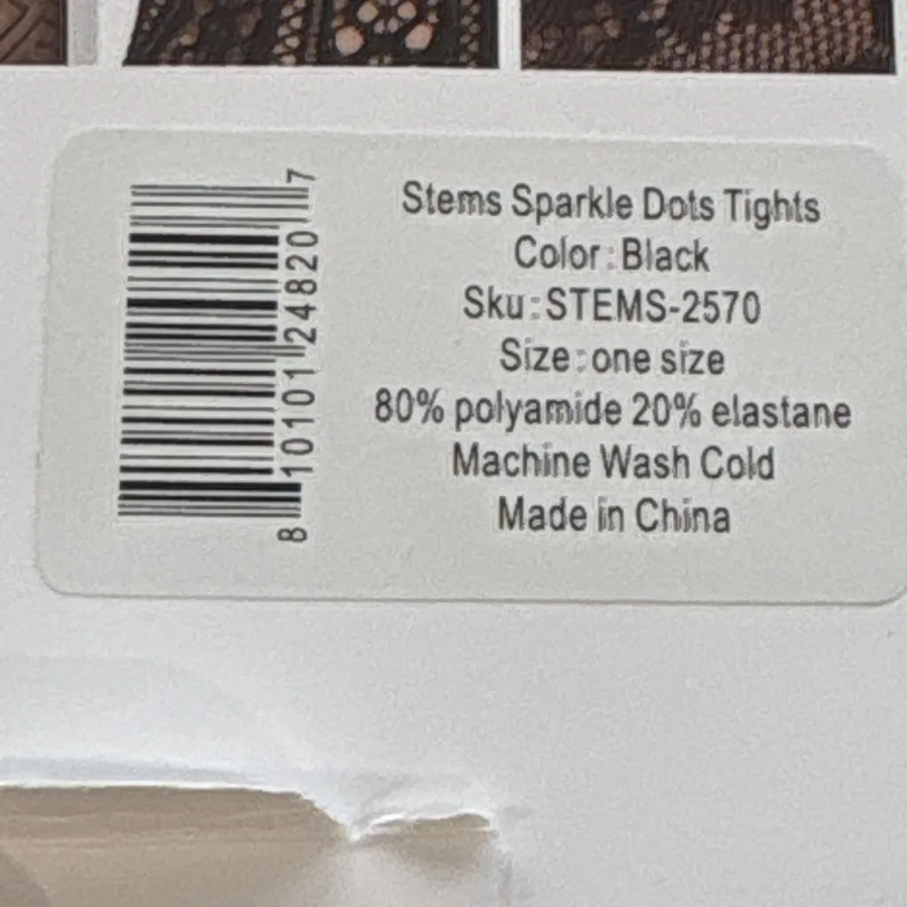 Stems Sparkle Dots Tights in Black One Size New Womens Nylons Pantyhose - Image 4