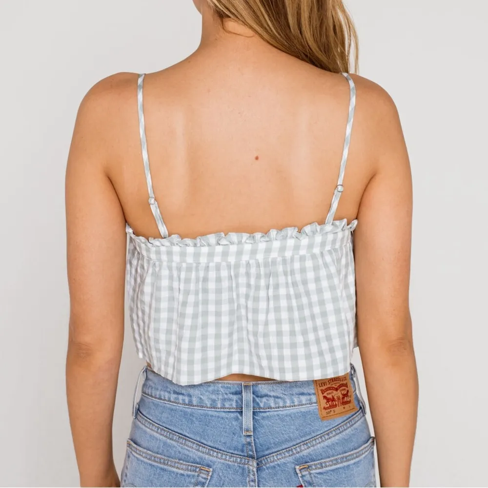 Ivy & Main Gingham Ruffle Green White Check Tank Top Size XS - Image 3
