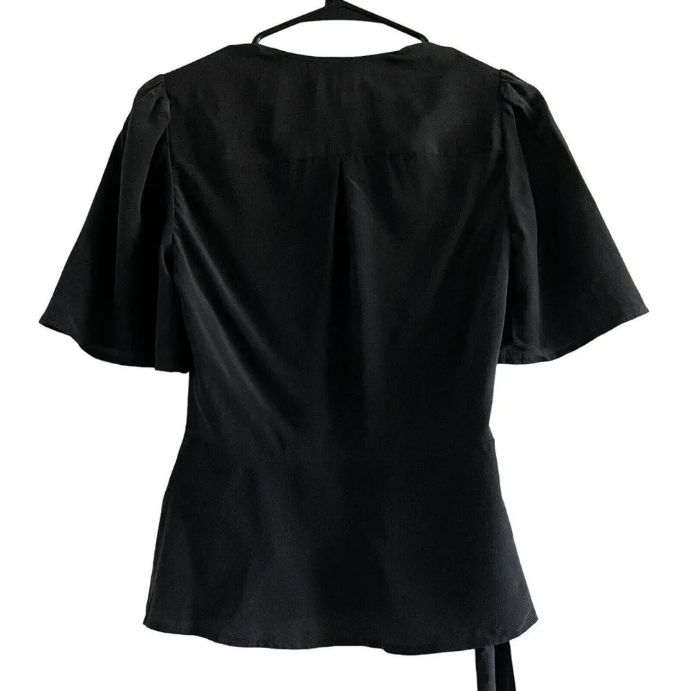 L’Agence Small Self Tie Front Wrap Top Black - Image 2