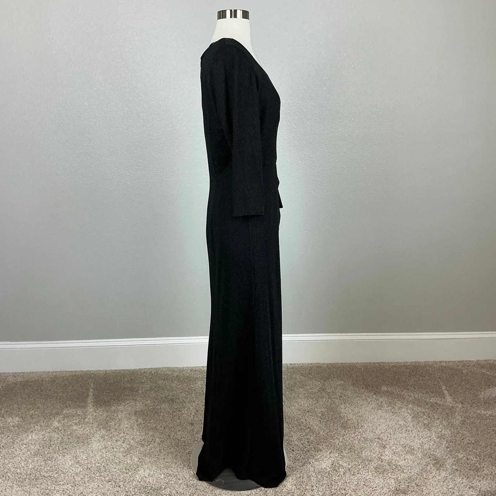 Alex Evenings Long Sleeve Metallic Evening Gown Black Size 12 Formal Dress - Image 5