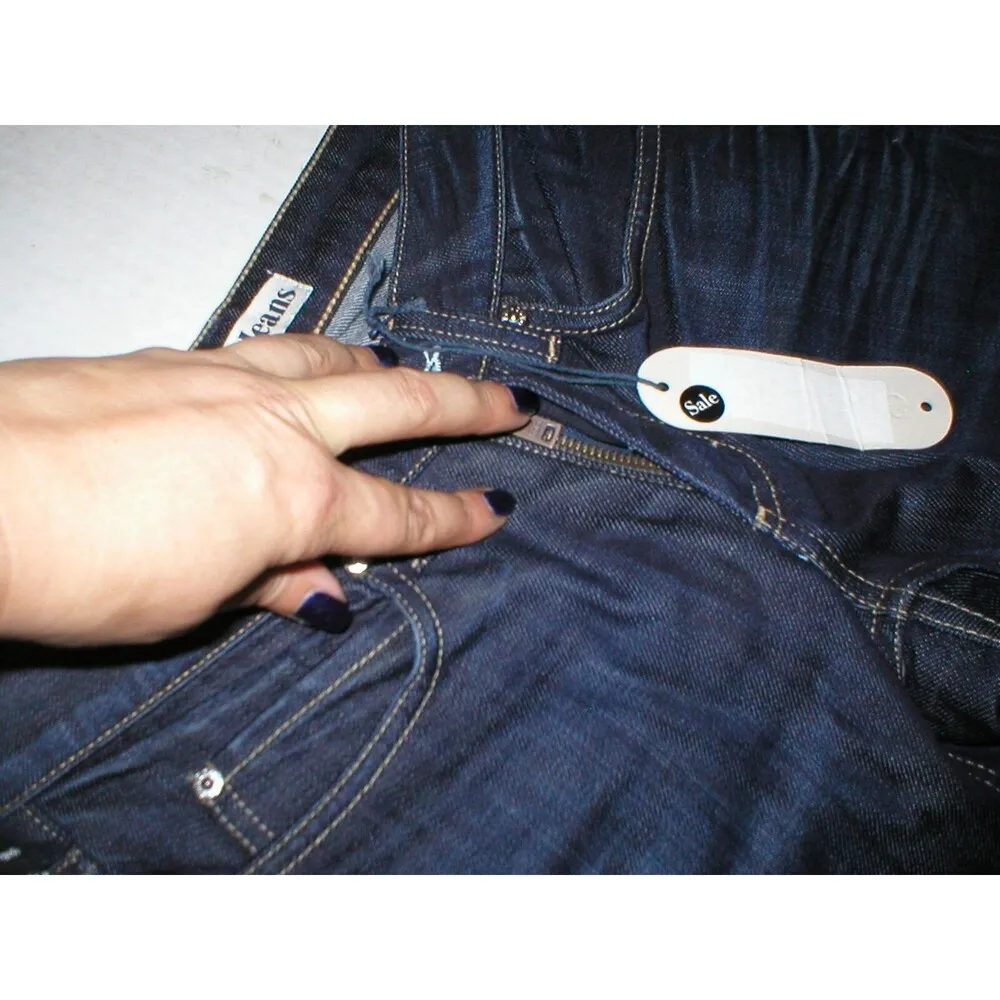 New NWT Womens 25 X 32 Designer Acne Jeans Dark Blue Skinny Cotton Nice Logo Pat - Image 3