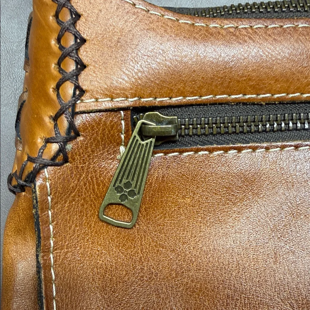 Patricia Nash Camila Double Zip Burnished Tooled Leather Crossbody Bag Purse - Image 9