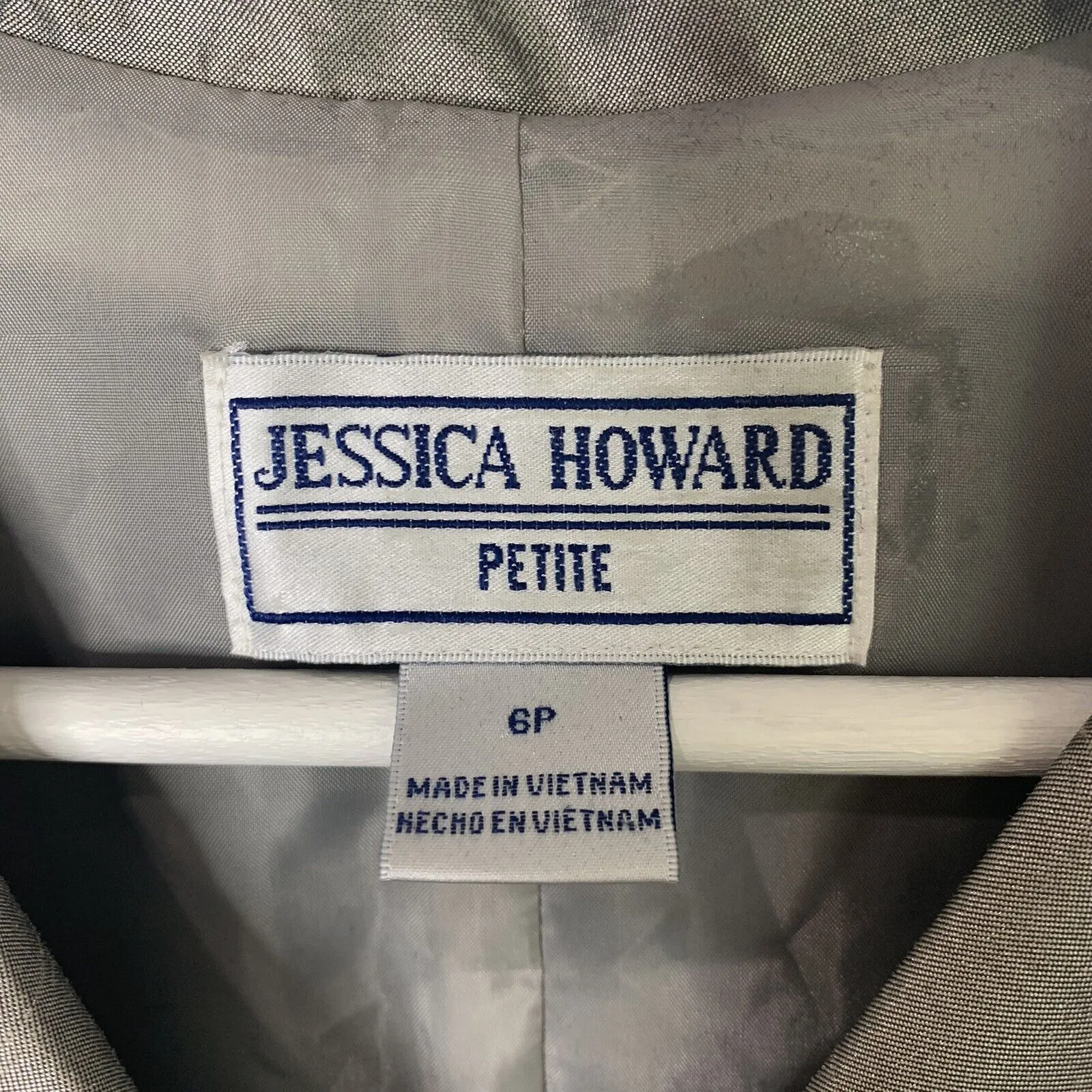 Jessica Howard Size 6 P 6P Dress Silver Metallic Faux Wrap Belted Holiday Womens - Image 3