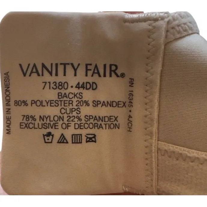 Vanity Fair Style 71380 Wirefree Full Coverage Comfort Bra 44DD Nude - Image 7