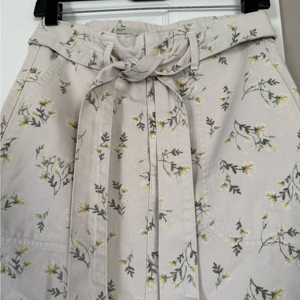 Topshop MOTO denim floral skirt front tie knot - Image 5