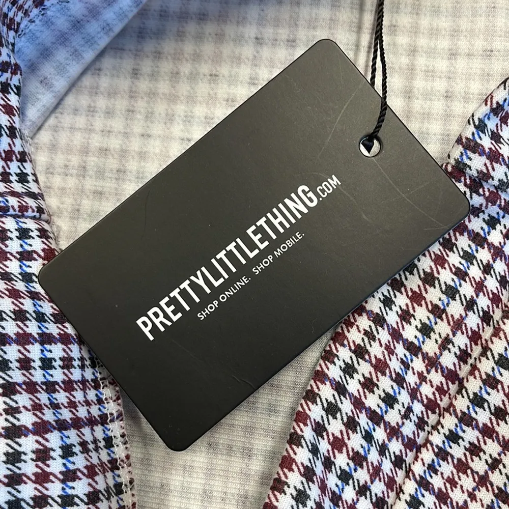 PrettyLittleThing NWT Navy Checked Mini Skirt Size 6 - Image 8