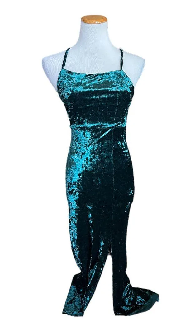 NWT Womens  Club L London Velvet Square Neck Crushed Velvet Maxi Dress  Sz 4 - Image 4