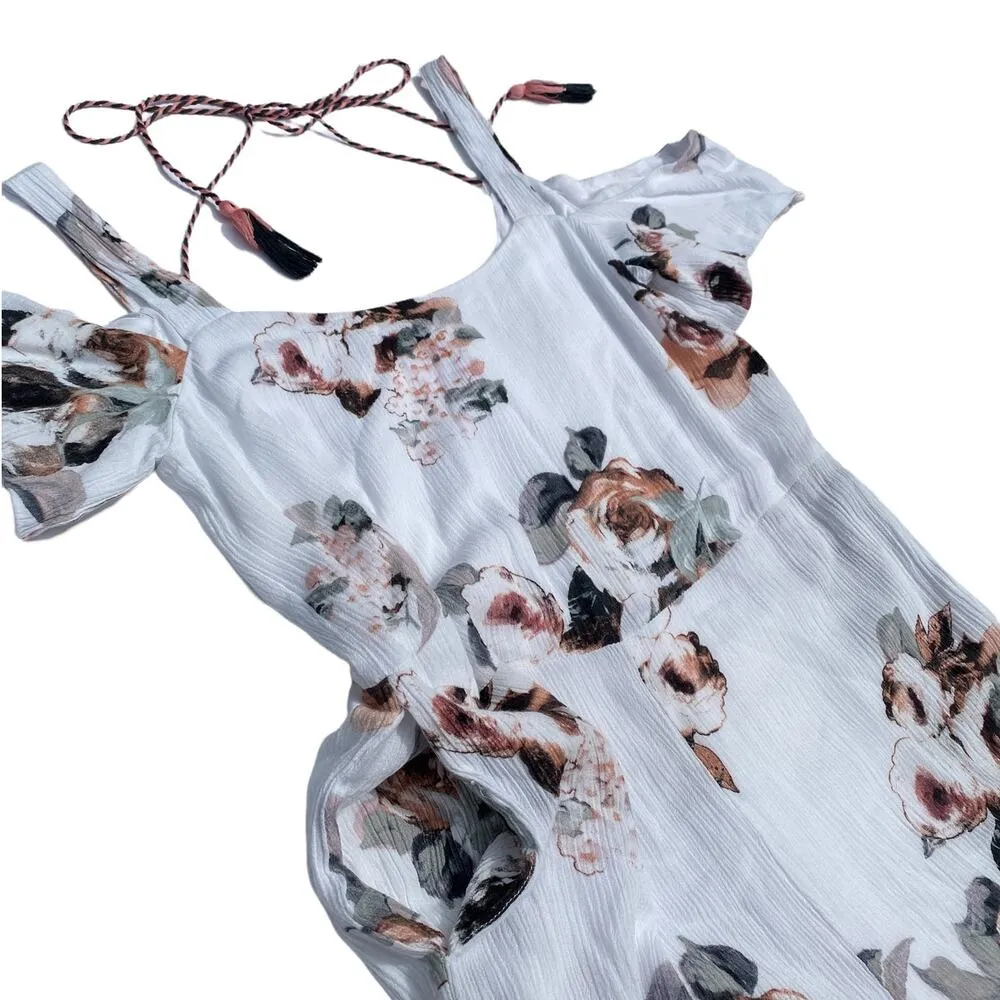 Moon River Jumpsuit Floral White Pink Women's Size Extra Small - Image 8