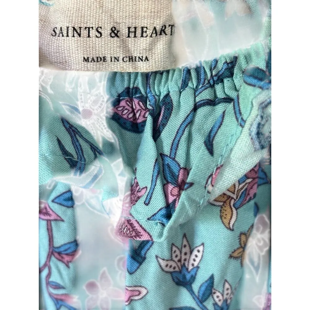 Saints & Hearts Maxi Dress Women’s Large Floral Paisley Boho Flowy Cottage core Blue - Image 6