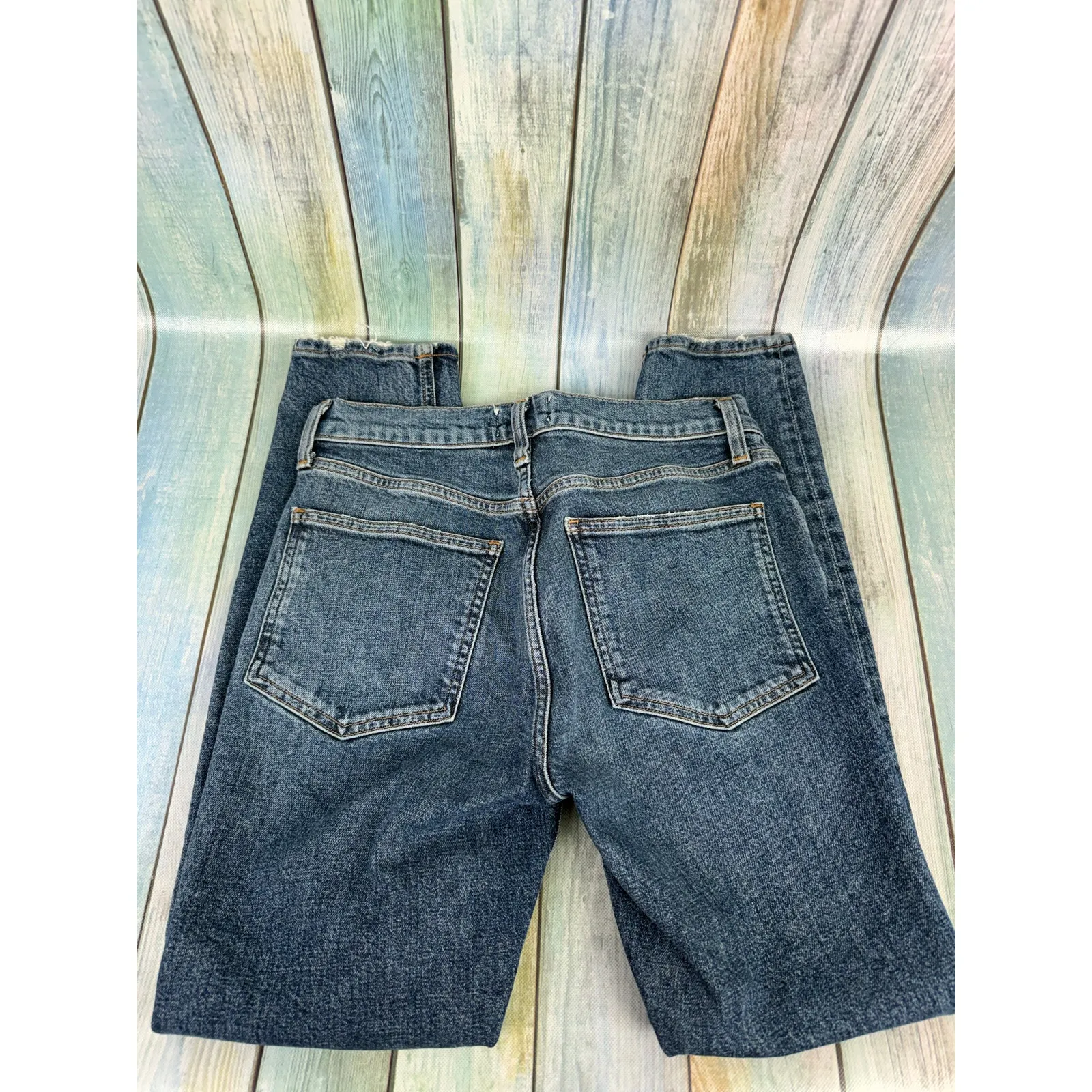 AGOLDE Willow Jeans Organic Cotton Size 26 Fray Hem Denim Mid Rise - Image 6