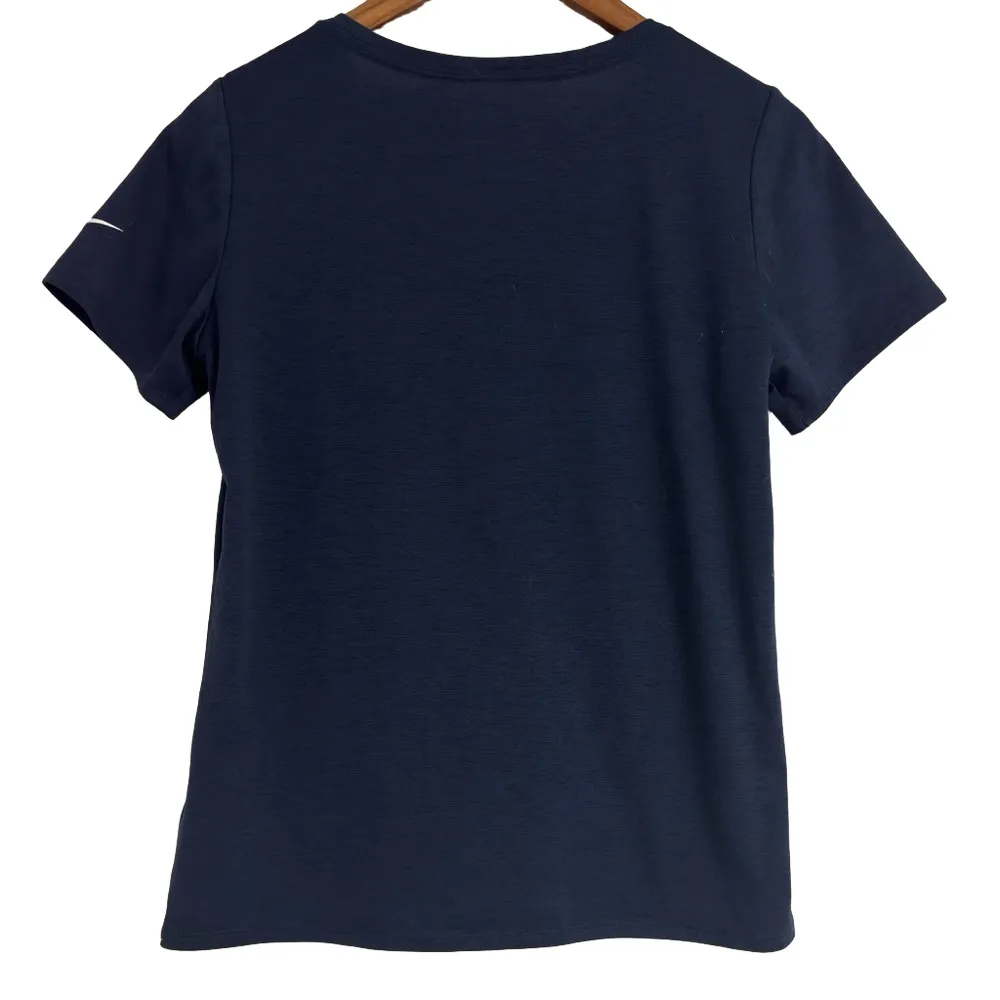 Nike NFL Women's Navy Patriots V-Neck Dri-Fit Logo Short Sleeve T-Shirt Medium - Image 2