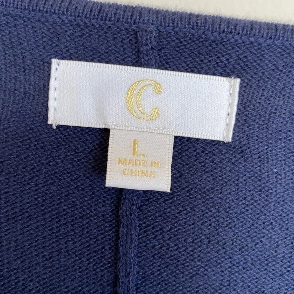 Charming Charlie blue white nautical stripe dolman short sleeve sweater large - Image 9