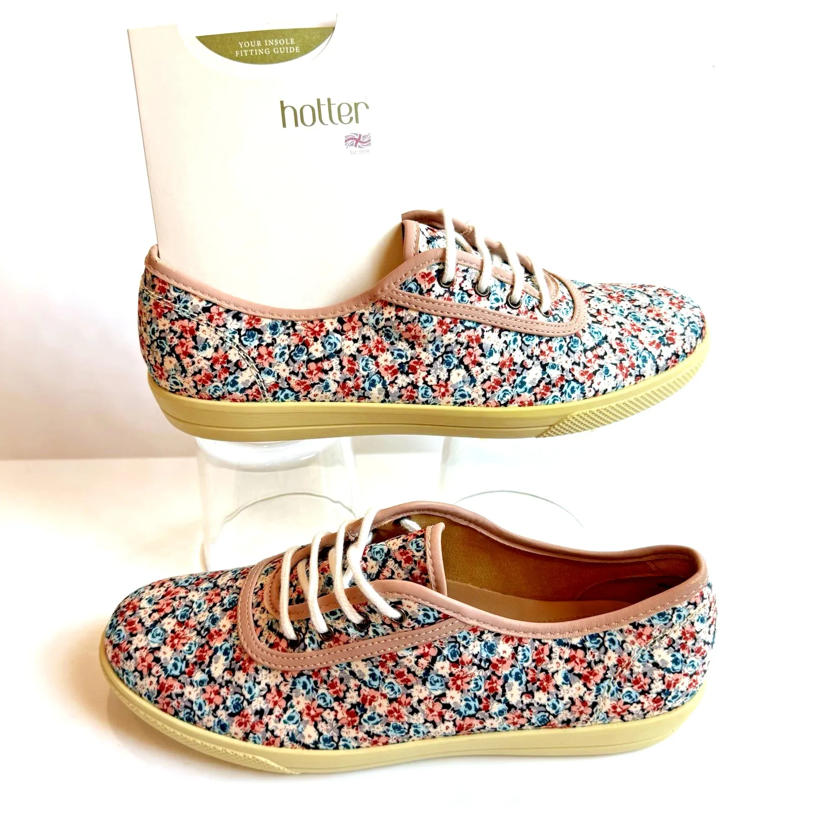 New Hotter Lace Up Oxford Sneaker Women US 7.5 EU 38.5 Mabel Floral Cottage Core Pink - Image 3