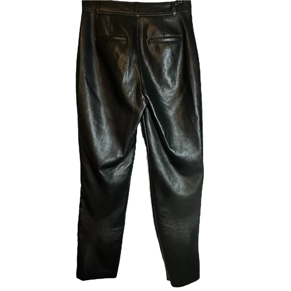Babaton Aritzia Command Crop Faux Leather‎ Pants Size 6 Black FVL 01-06-37288-31 - Image 7