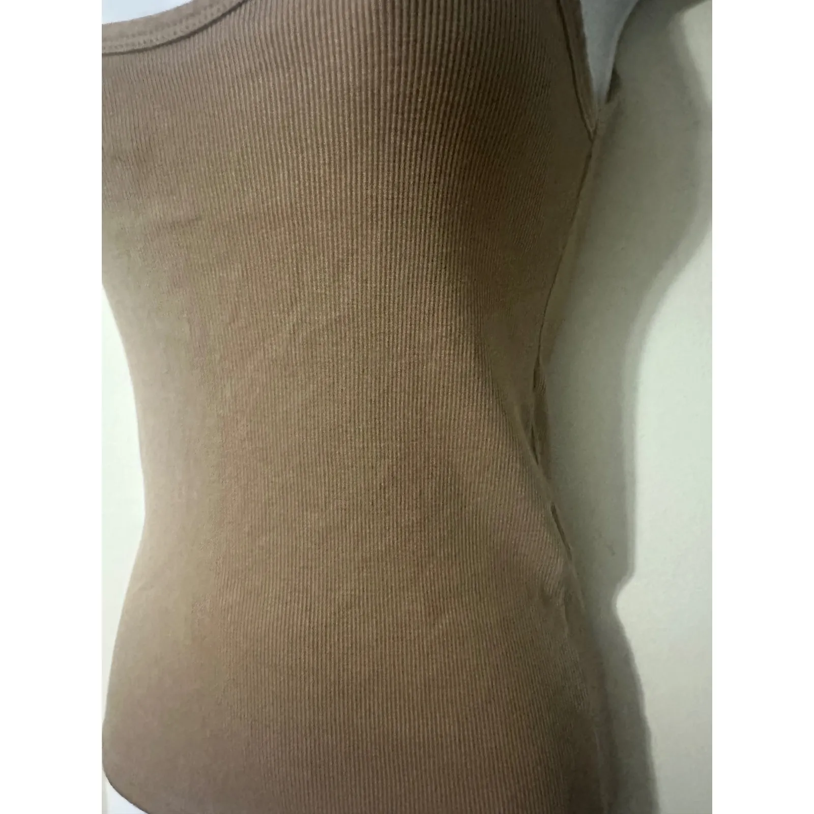 ZARA Ribbed Racerback Tank Top Brown Basic Layering Essential Women Size S - Image 3