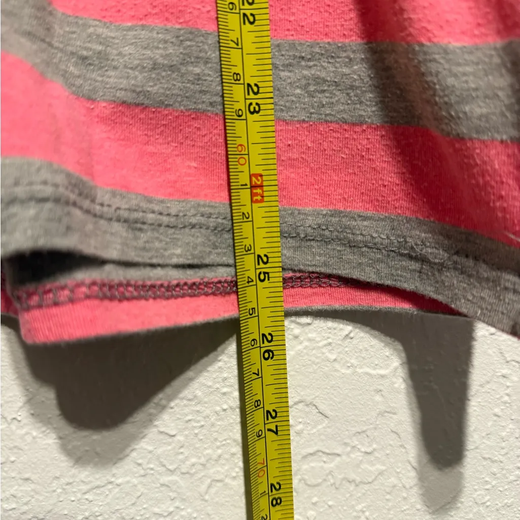 Beverly Hills Polo Club Pink Gray Striped V-Neck Tee Women’s Size L Large Casual - Image 12