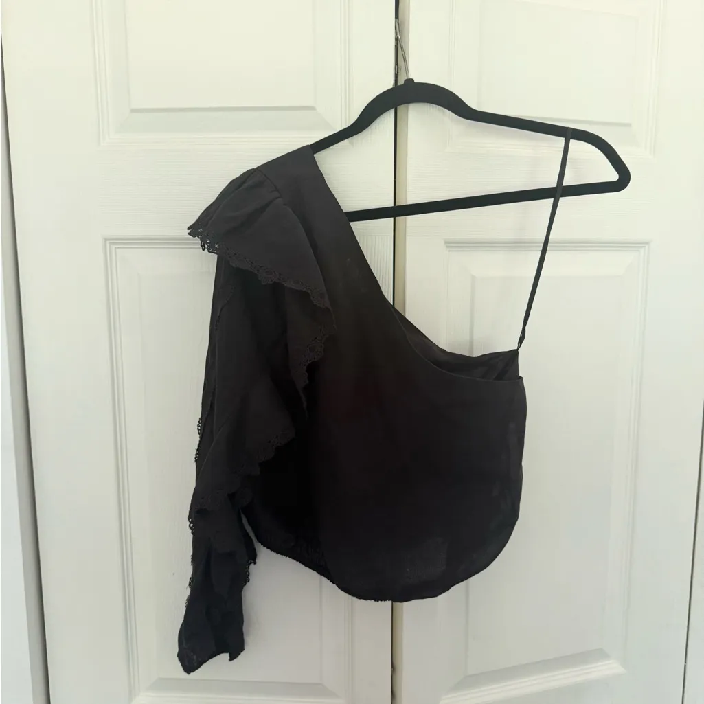 CAMI NYC Shivani Top XS Women's Casual One Shoulder Black Boho Blouse - Image 4