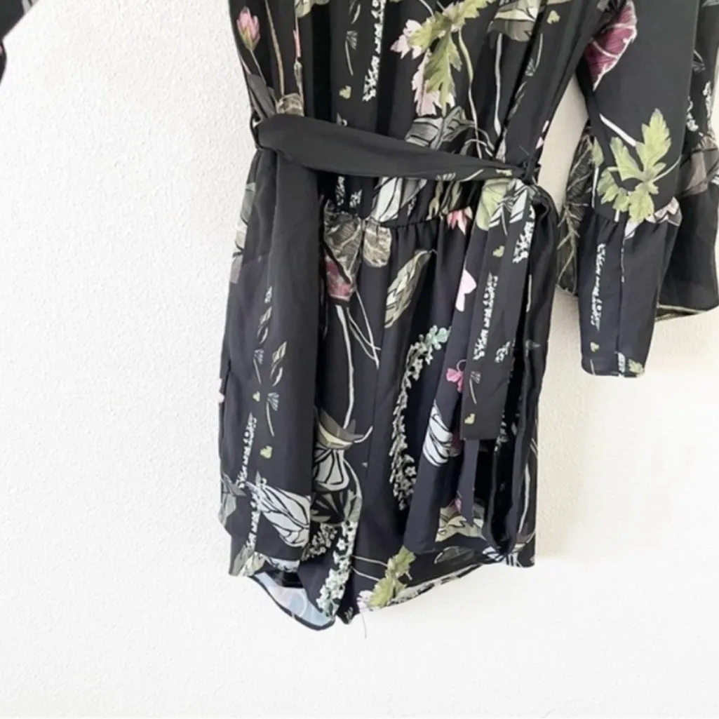 City Chic Floral Lily Pad Romper in Black Multicolor - Image 5