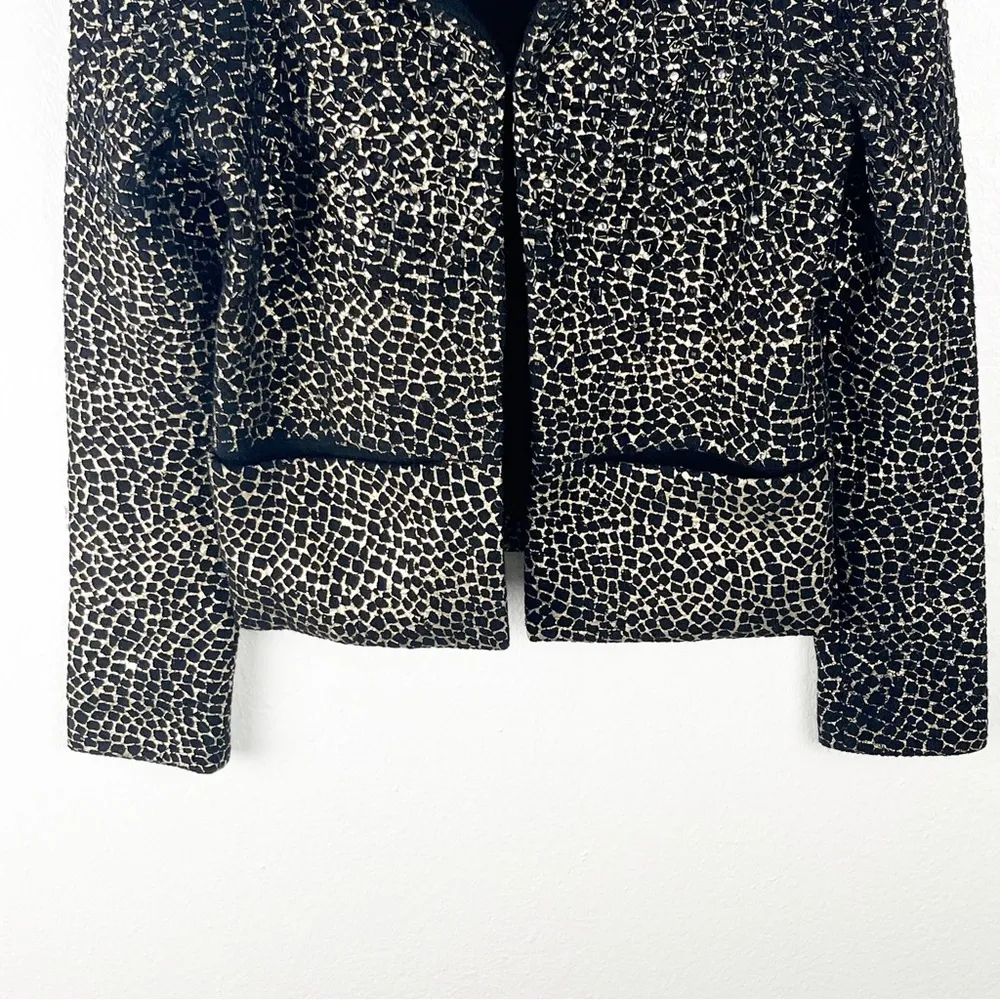 DIANE von FURSTENBERG 100% Wool Beaded Crystal Accents Collarless Jacket Small - Image 10