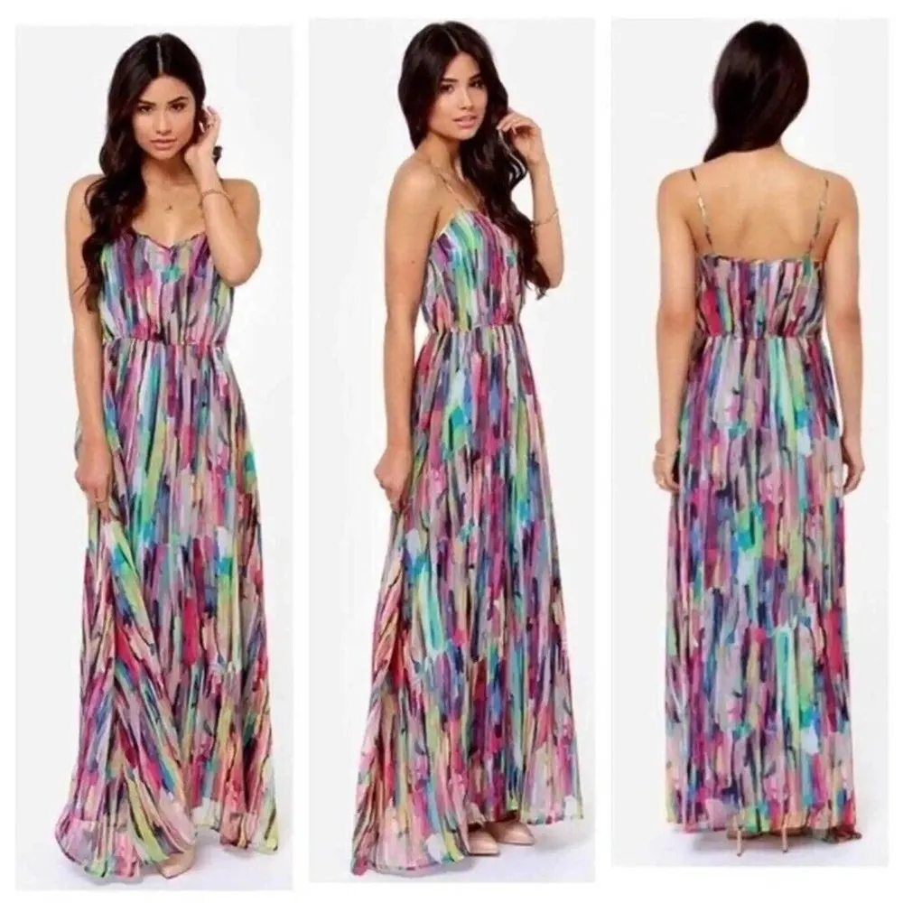 Jack By BB Dakota Multicolor Polyester Sweetheart Neck Sleeveless Maxi Dress 6 - Image 2
