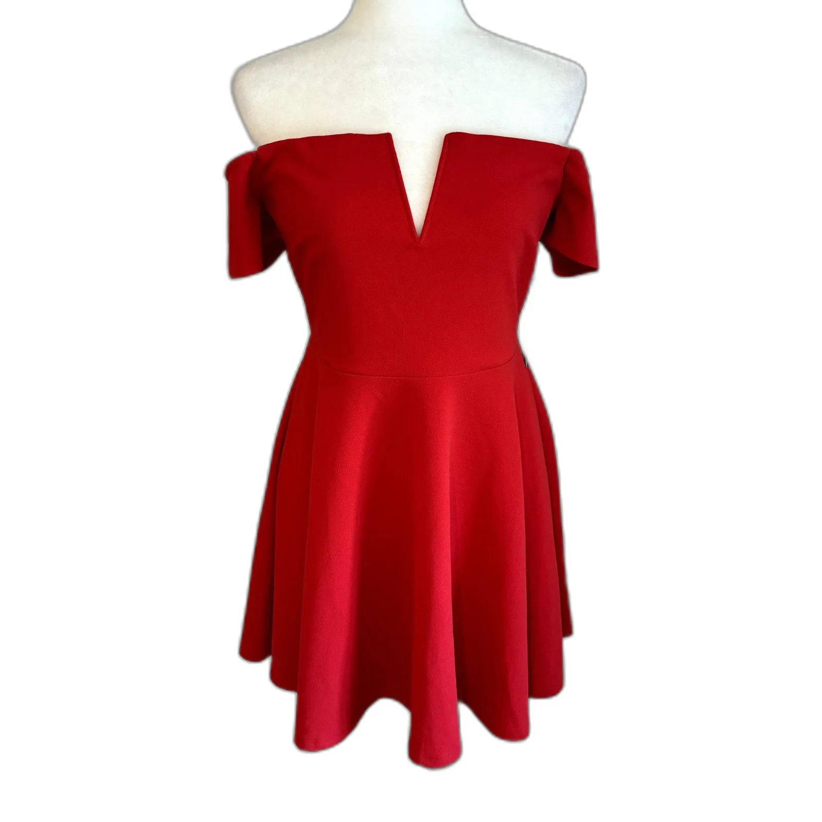 Lulus | Play the Party Red Off the Shoulder Skater Dress Size Large NWT Prom - Image 5