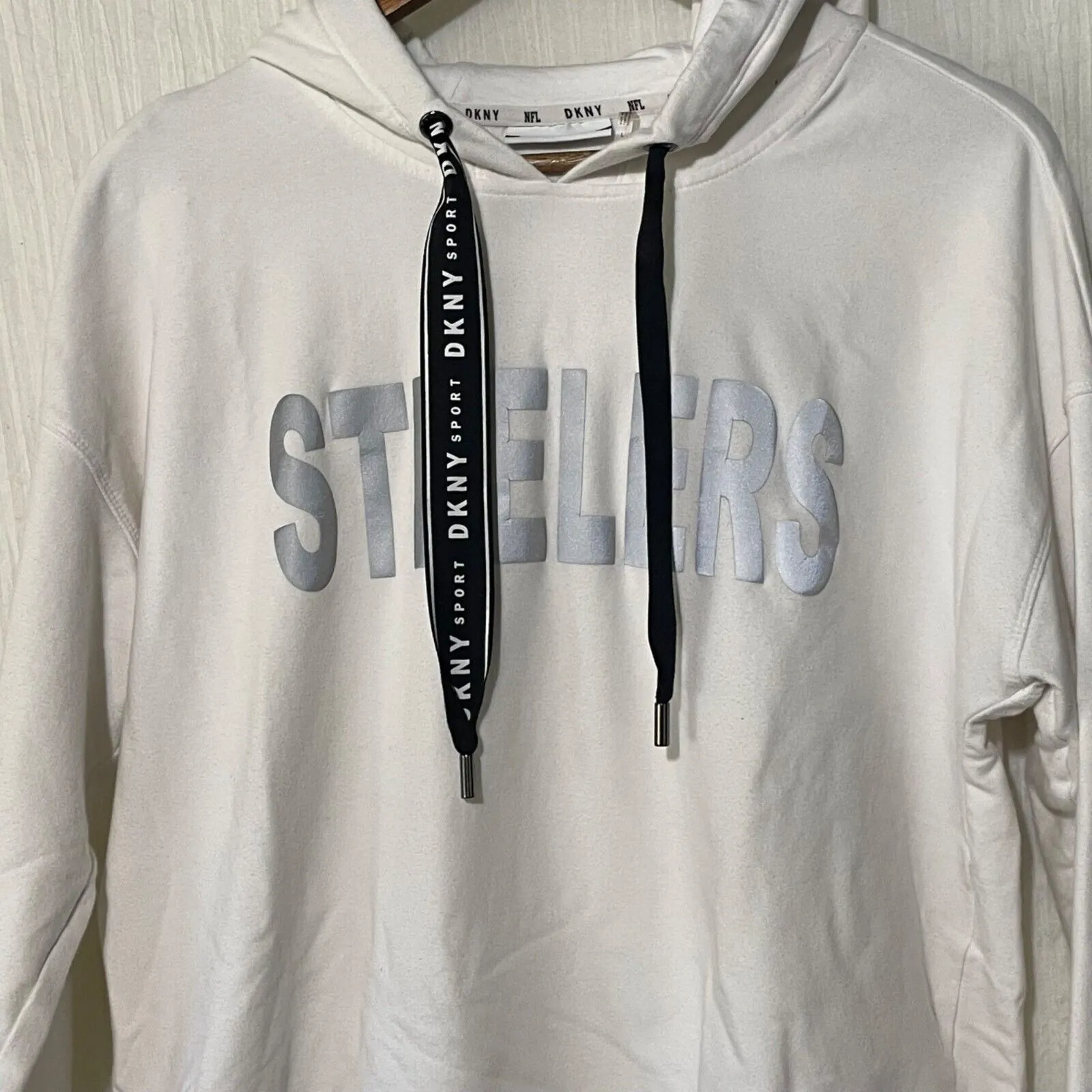 DKNY Sport Pullover Hoodie Pittsburg Steelers Maddie Crop White Size Large - Image 5