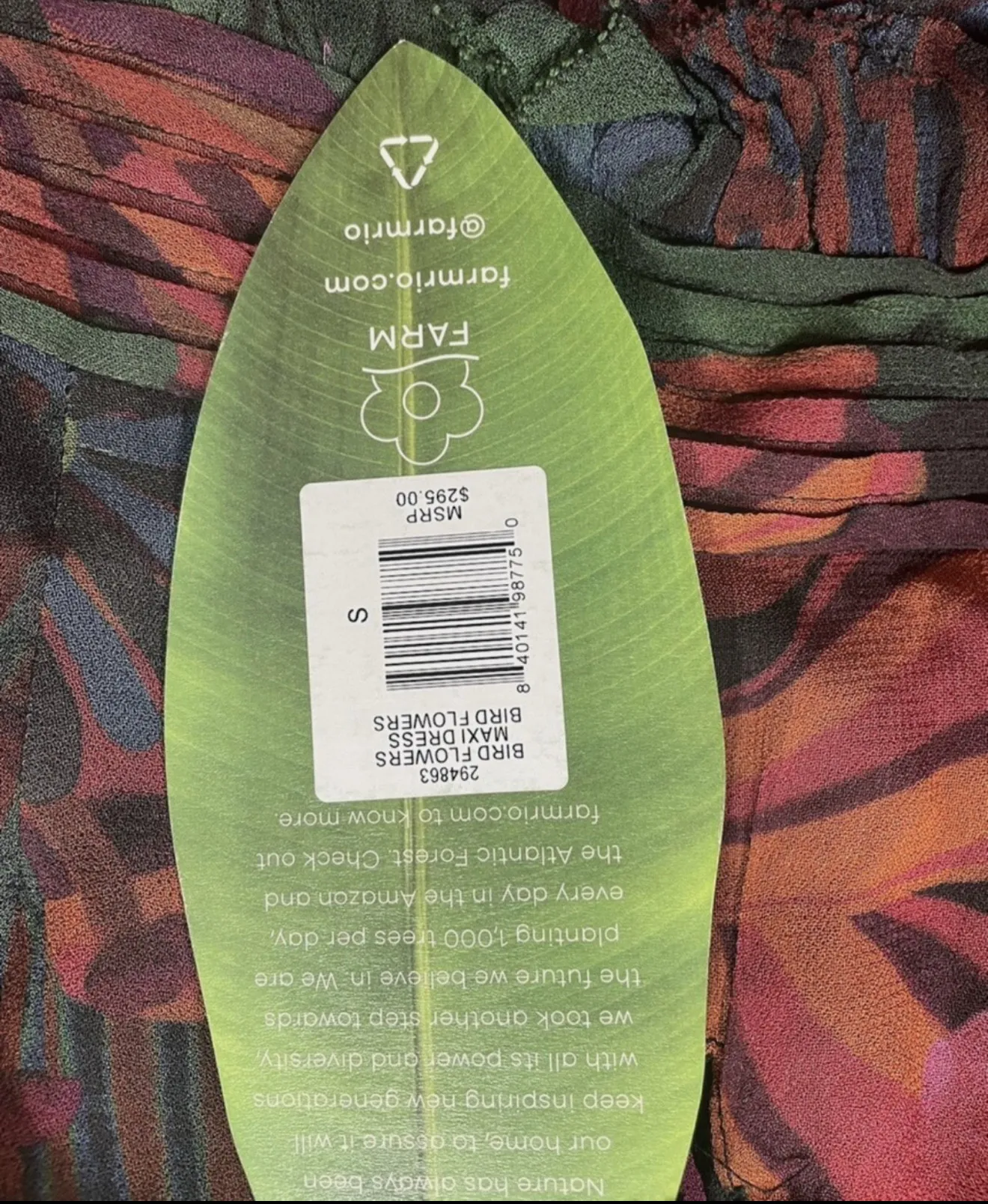 FARM RIO BIRD FLOWERS MAXI DRESS NWOT SIZE XS - Image 12