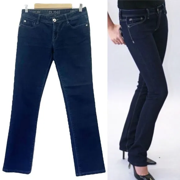DL1961 Tory Slim Straight Mid Rise Dark Indigo Wash Jeans Women’s Size 29 | 8 - Image 2