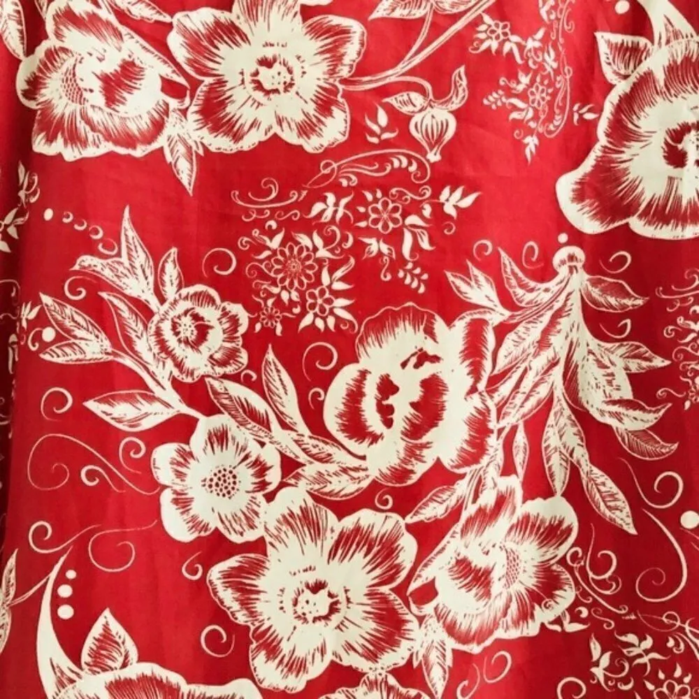 LuLaRoe Joy Duster XS Long Vest Hibiscus Flower Print Orange Vacation Summer - Image 4