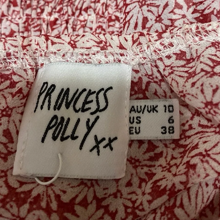 Princess Polly Carrillo Red Floral Long Puff Sleeve Ruffle Tiered Mini Dress 6 - Image 4