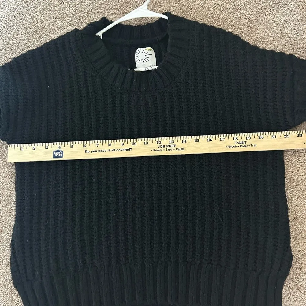 Aerie Thick Chunky Knit Black Oversized Crewneck Sweater Size XS Cozy Winter - Image 6