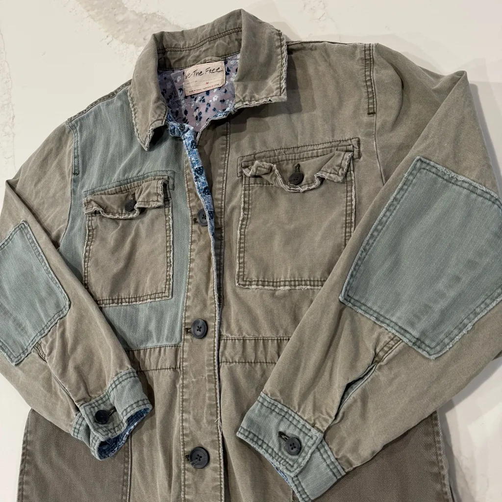 Free People We The Free Apollo Utility Patchwork Military Jacket Women’s Medium - Image 5