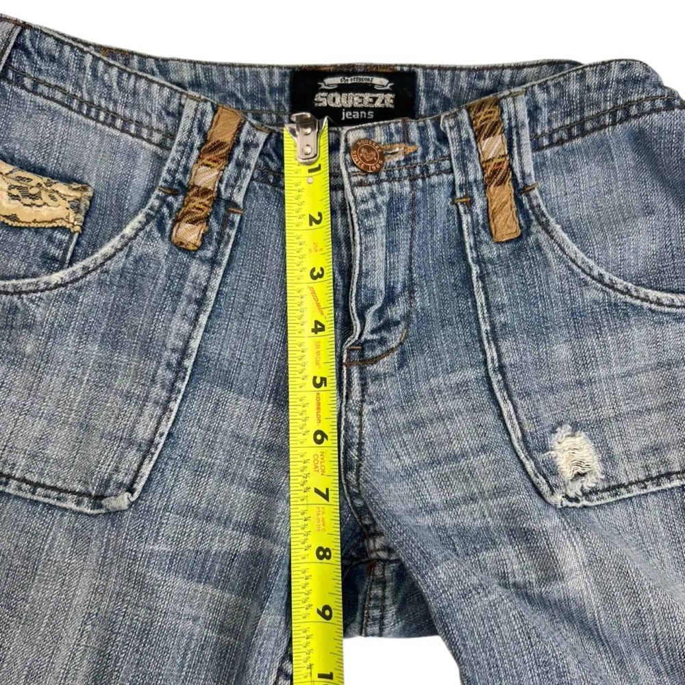 Squeeze Vintage Y2K Laced Patchwork Straight Leg Jeans Blue Size undefined - Image 8