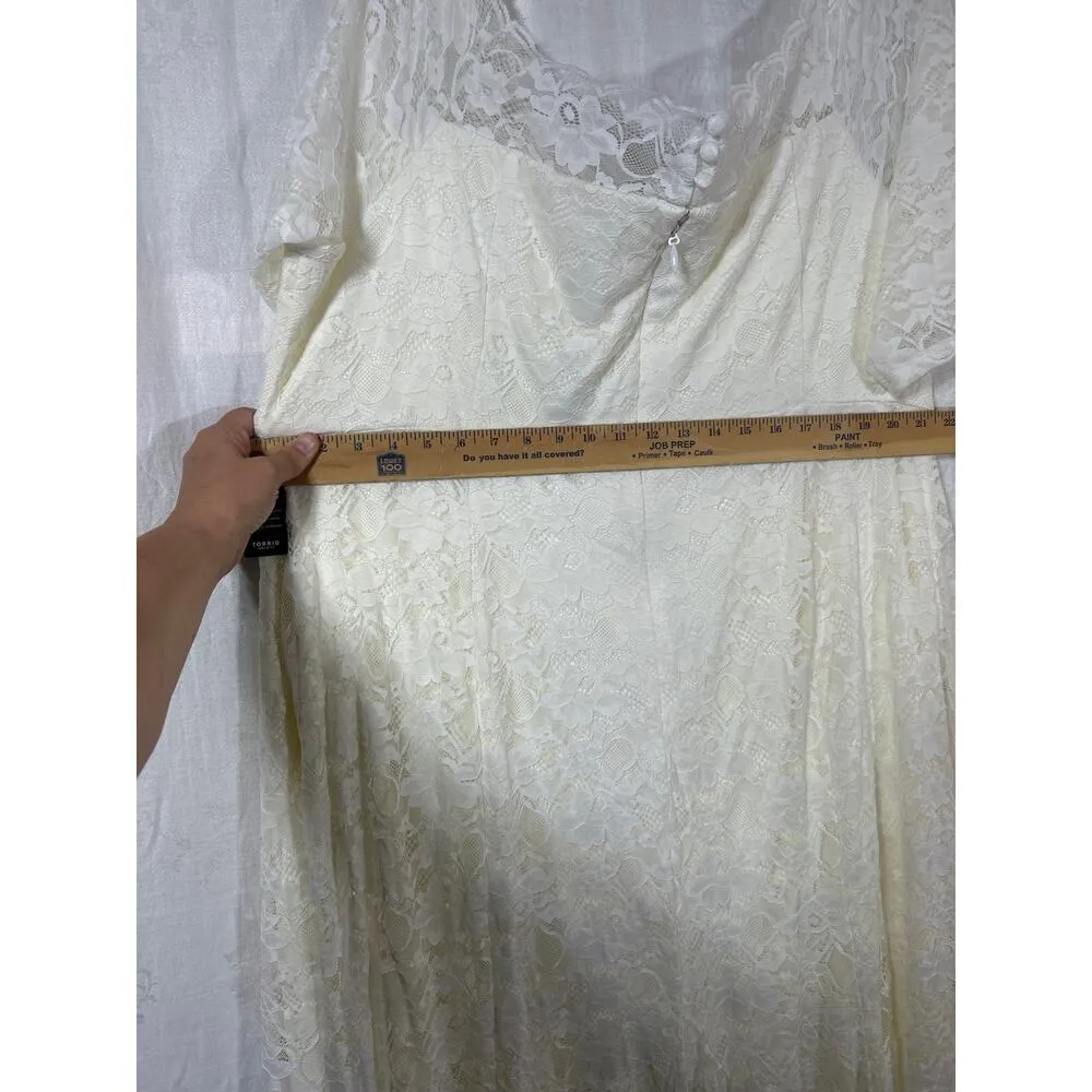 Torrid Wedding Dress 28 NEW Ivory Lace Off Shoulder Gown Mini Train - Image 13