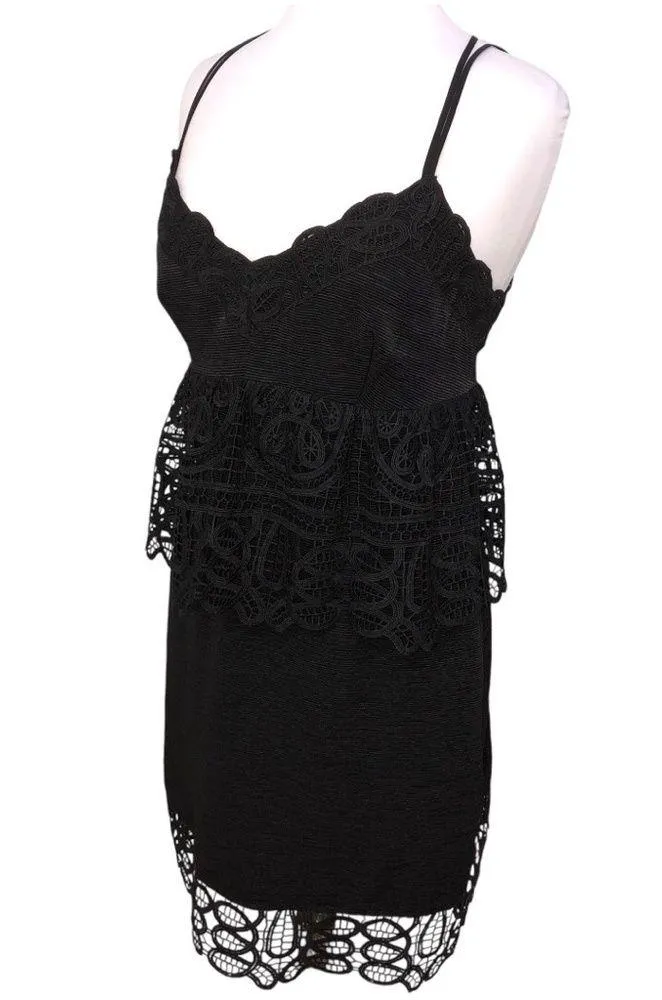 Gianni Bini Monica Lace Peplum Dress Black Size 10 EUC - Image 4