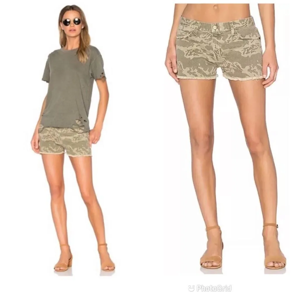 CURRENT/ELLIOTT The Boyfriend Short Cutoffs Broken Camo Print‎ Frayed Sz 28 - Image 2