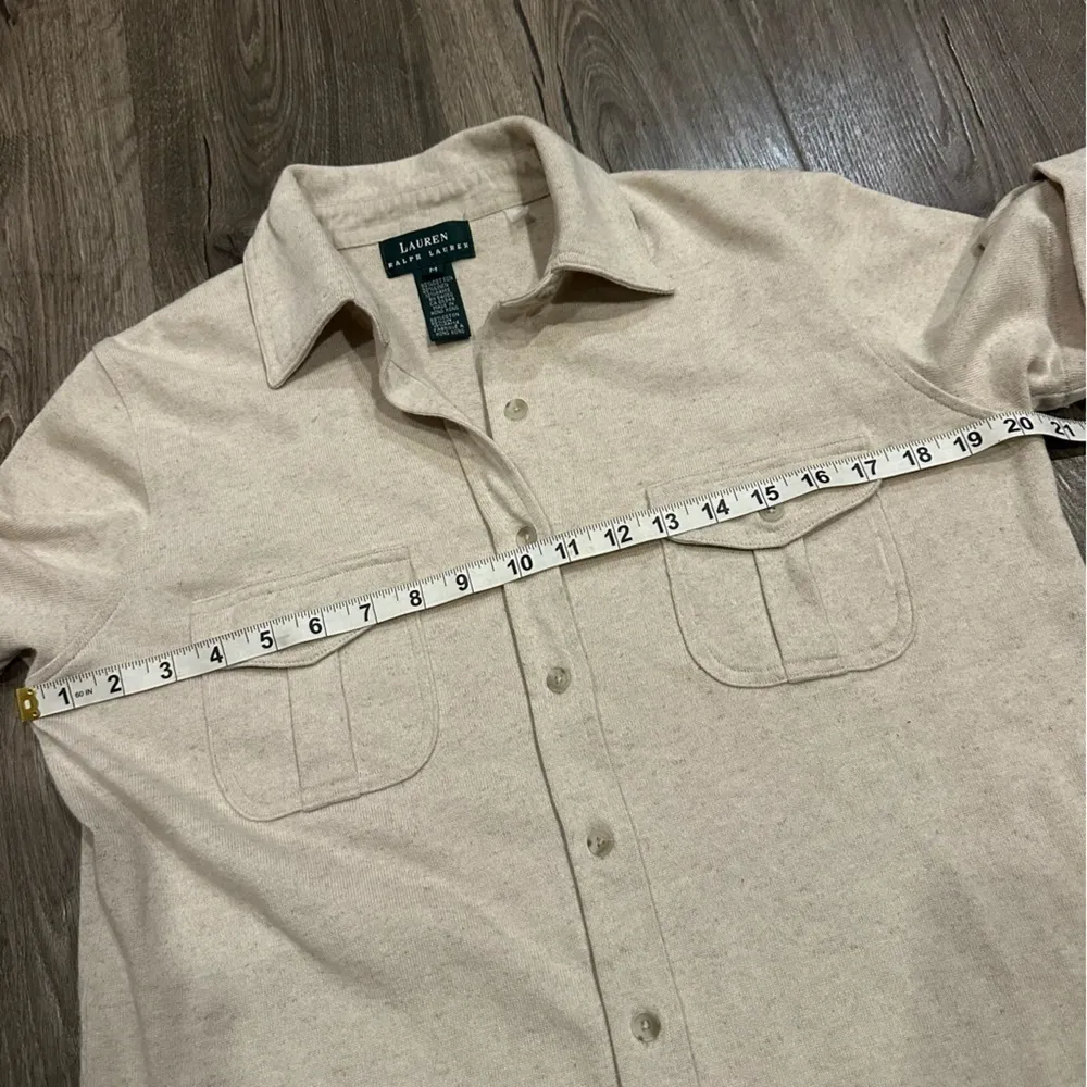 Lauren Ralph Lauren Size M Natural Oatmeal Linen Cotton Shirt Dress Button Knee - Image 8