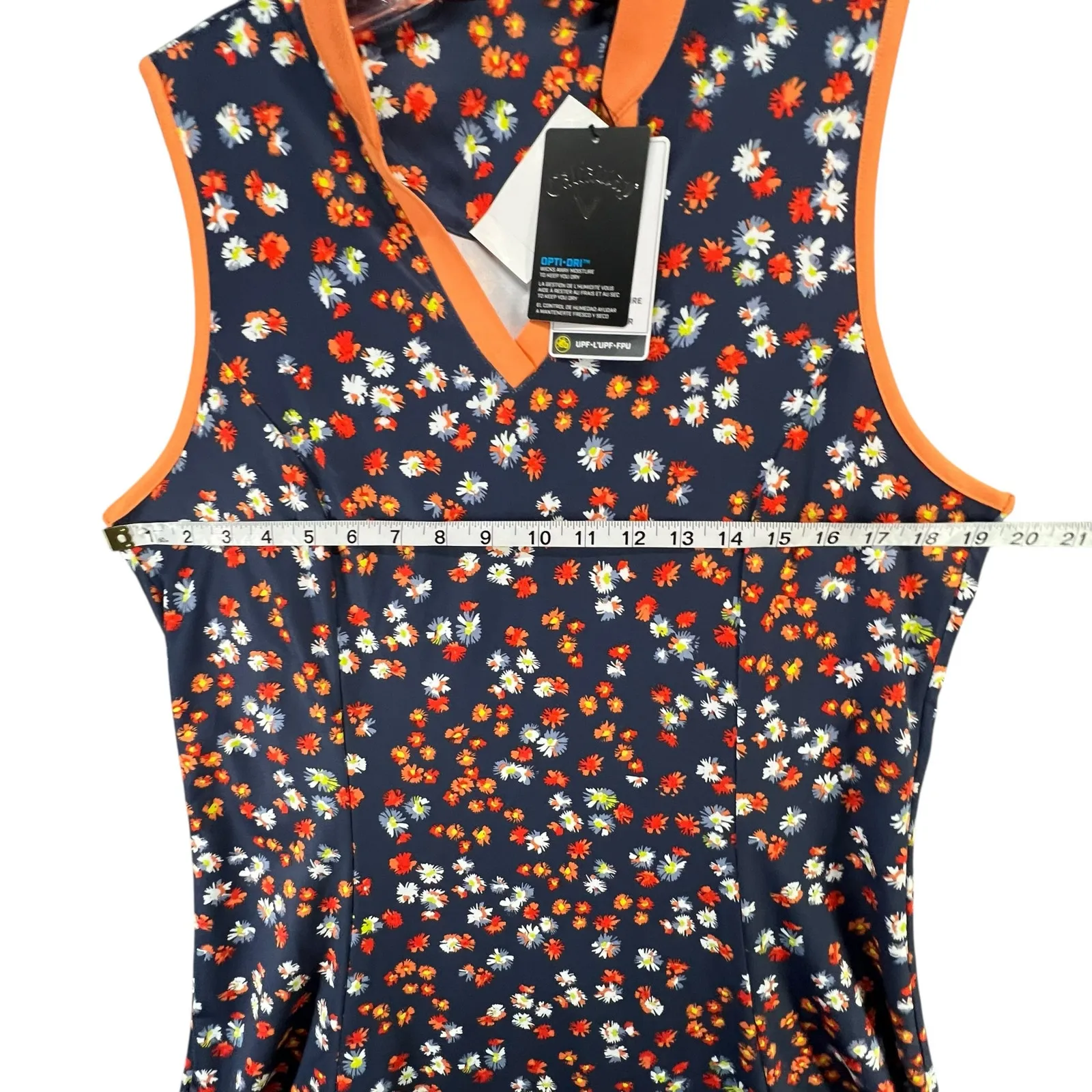 Callaway Golf Mini Dress Womens XL Blue Indigo Floral  Opti Dri UPF50 Sporty - Image 6