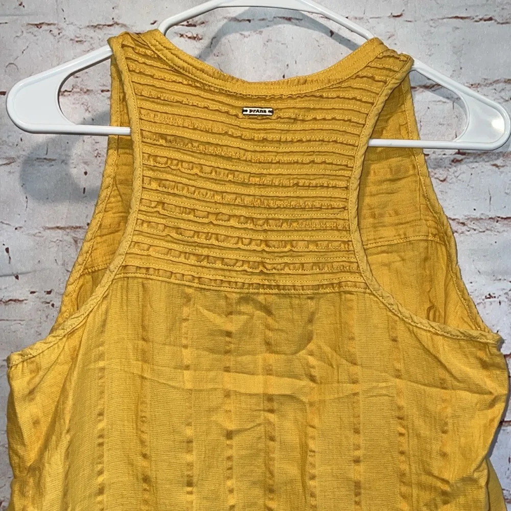 Prana Shirt Womens Small Yellow Nieves Sleeveless Tank Top V Neck Button Front - Image 6