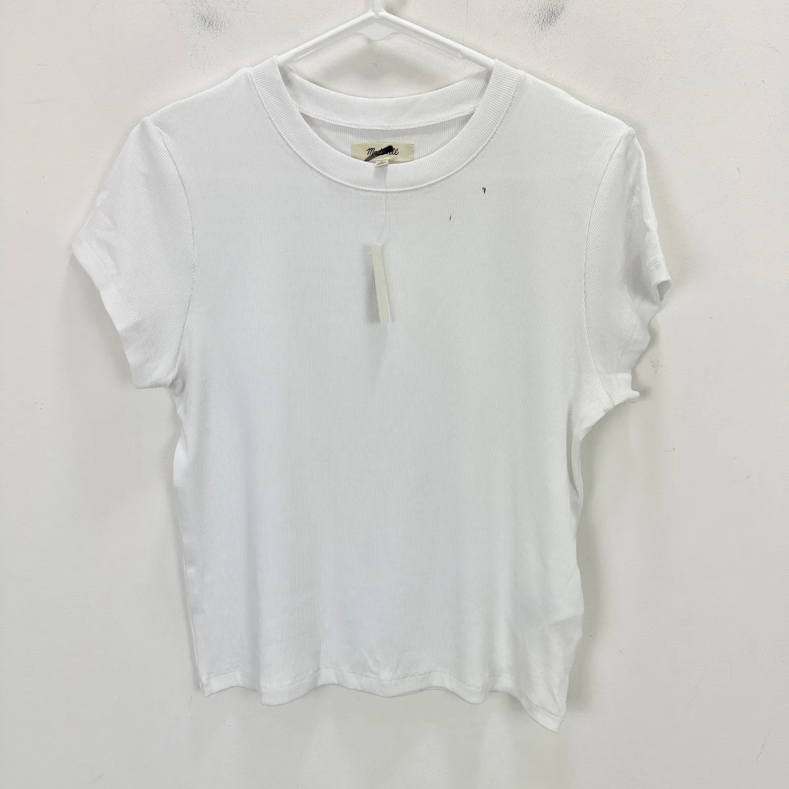 Madewell Supima Rib Tee Shirt Crewneck Basics Stretch Minimalist White L NWT - Image 3