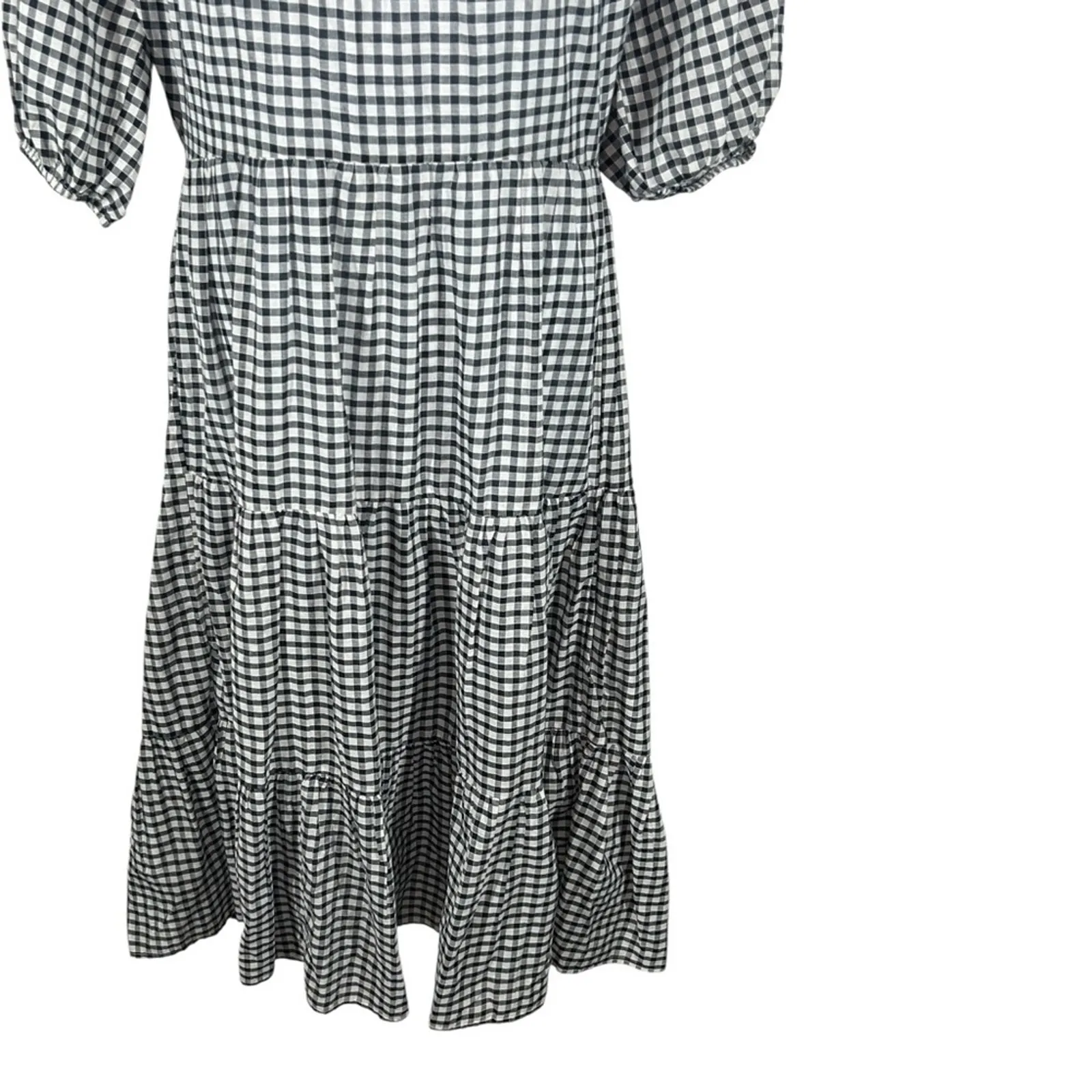 MNG Black & White Checkered Boho Midi Dress Western Size 2 - Image 7