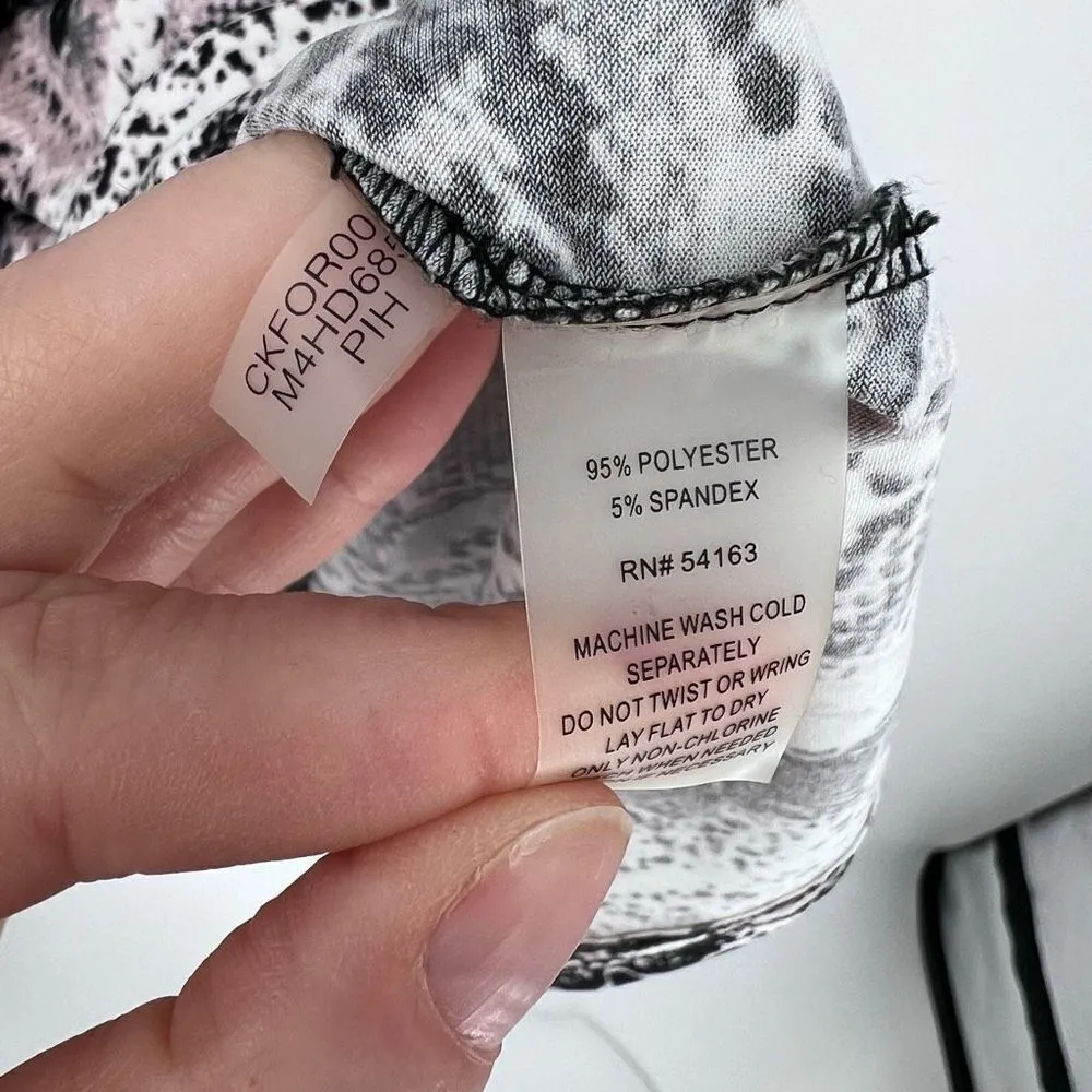 Calvin Klein Snake Skin Print Ruched faux Wrap Midi Dress medium‎ office career - Image 9