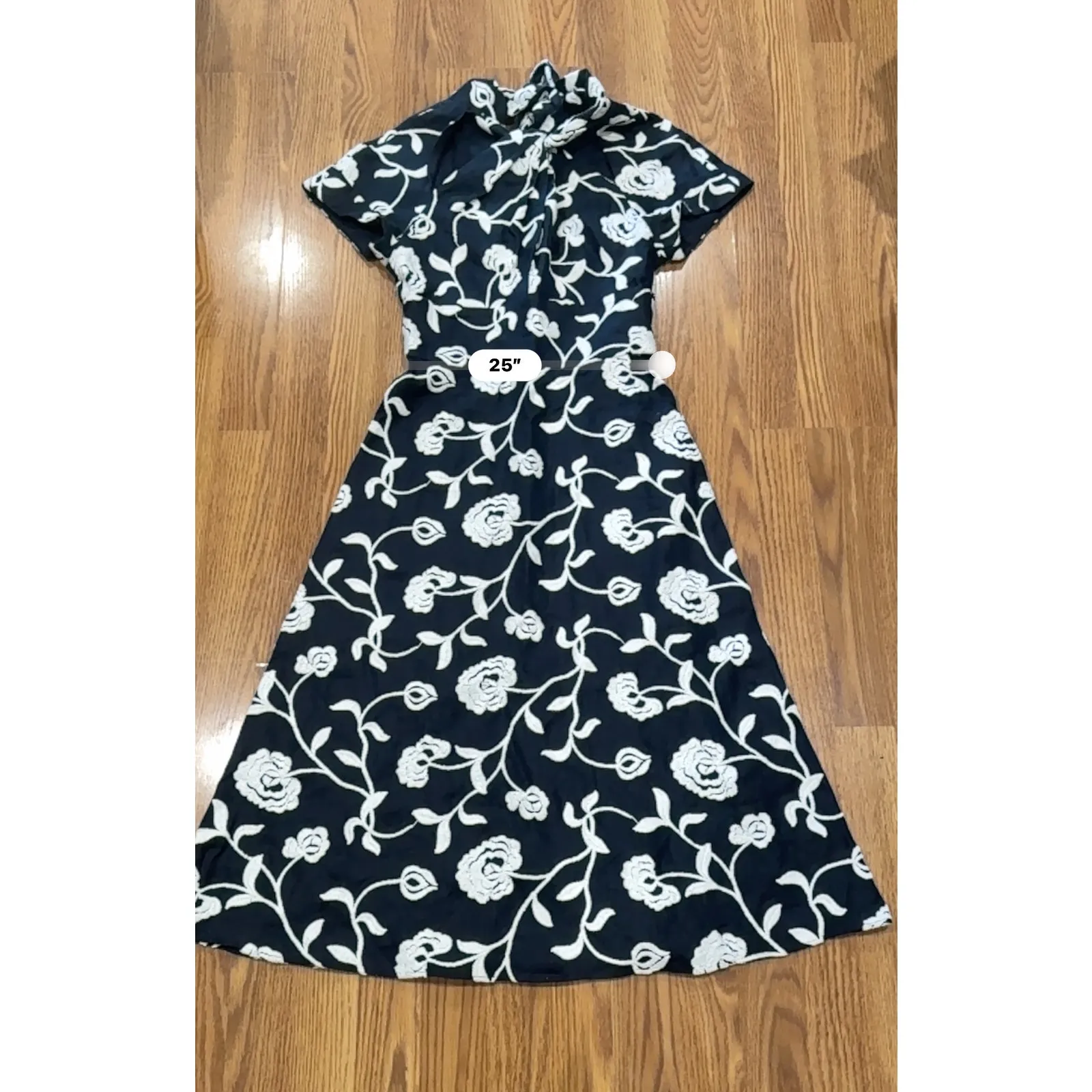 Silvia Tcherassi Lea Blue Embroidered Linen Cotton Midi Dress Twist Neckline S - Image 8