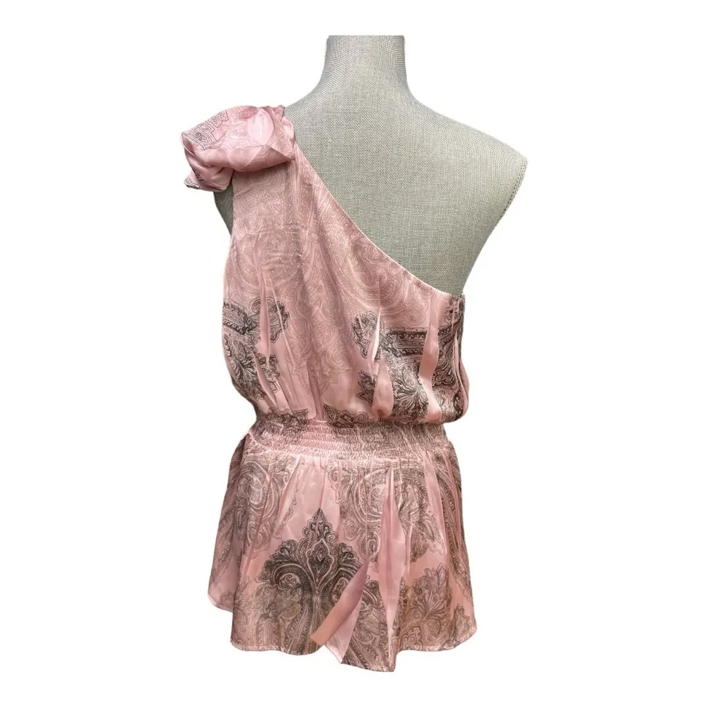 Mustard Seed Rose Paisley one shoulder top size M - Image 4