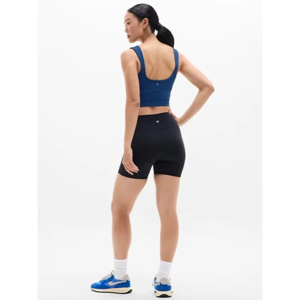 Athleta M Transcend Square Neck Crop Sports Bra Medium D-DD Maritime Blue - Image 5