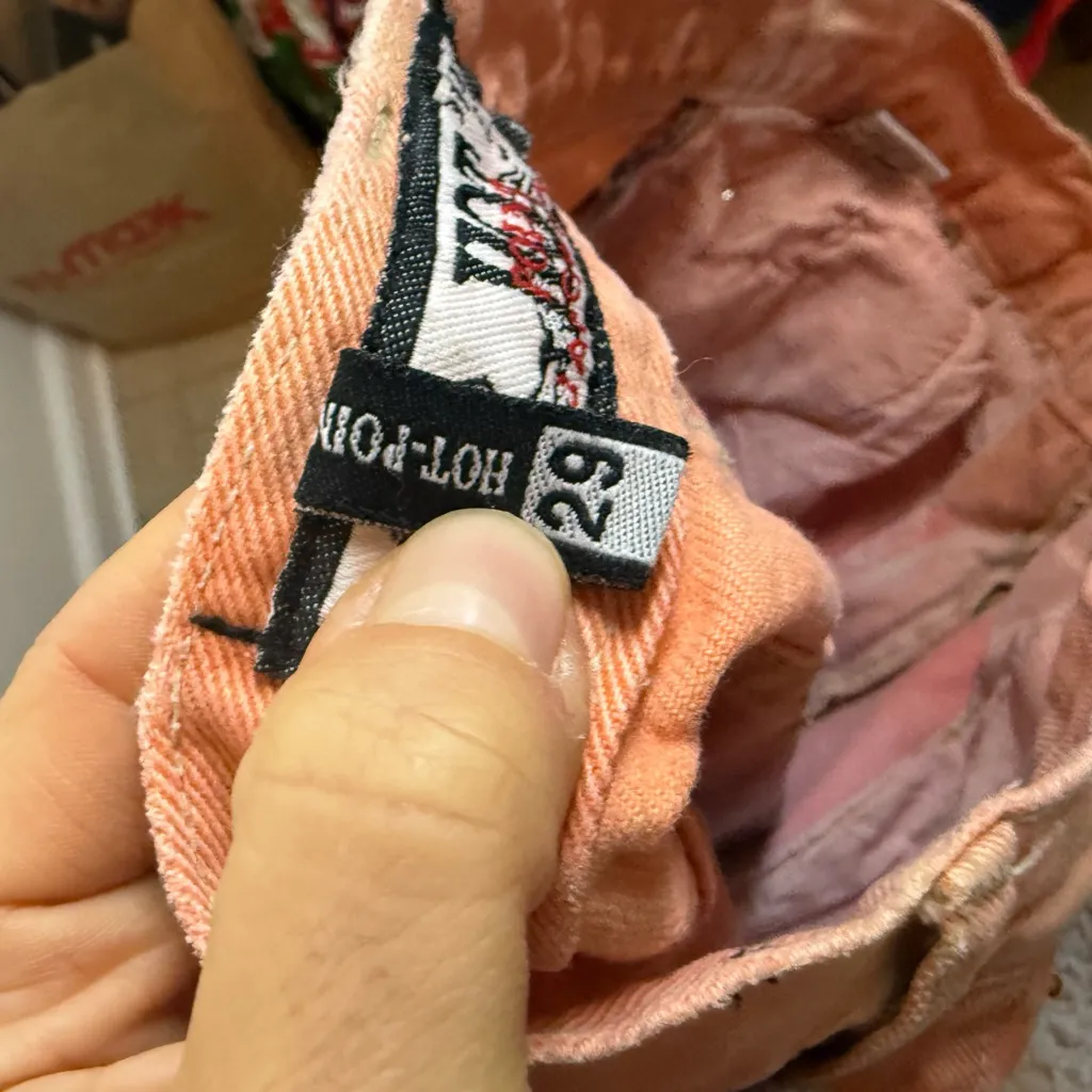 Hot Point Tie Dye Distressed Studded Cut Off Jean Shorts Orange Size 29 - Image 3